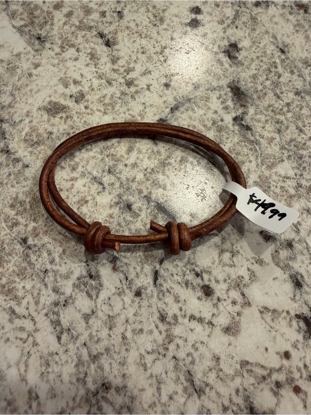 Leather Bracelet Sliding Knot, Saddle Brown (New)